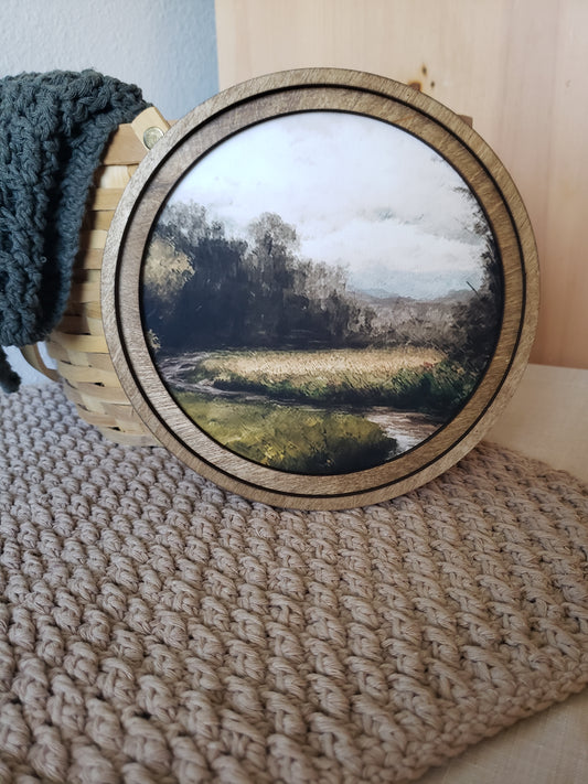 8" Round Moody Dirt Road Art